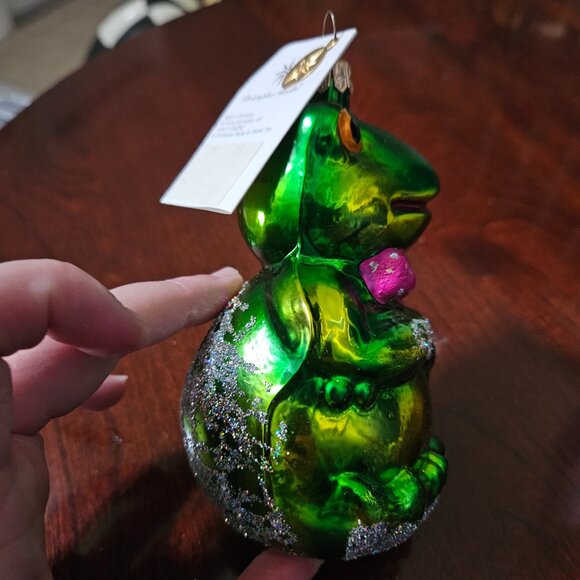 RARE ADORABLE CHRISTOPHER RADKO DRESSED UP FROG BOW TIE CHRISTMAS GLASS ORNAMENT - Picture 2 of 10
